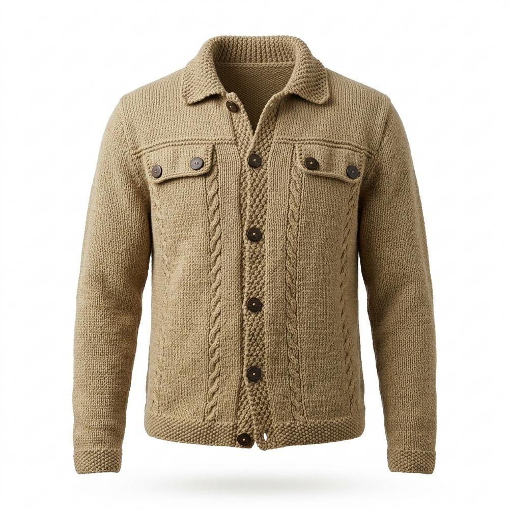 Gentleman Code - Allar | Strukturiert Geknöpft Strickjacke Herren