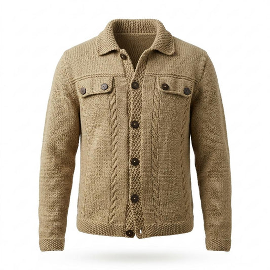 Gentleman Code - Allar | Strukturiert Geknöpft Strickjacke Herren