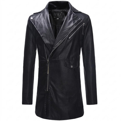Gentleman Code - Eoson | Asymmetrischer Taillierter Ledermantel Herren