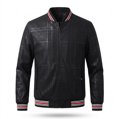 Gentleman Code - Rodom | Karierte Gerippte Lederjacke Herren