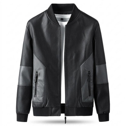 Gentleman Code - Tifuk | Zweifarbig Reißverschluss Lederjacke Herren