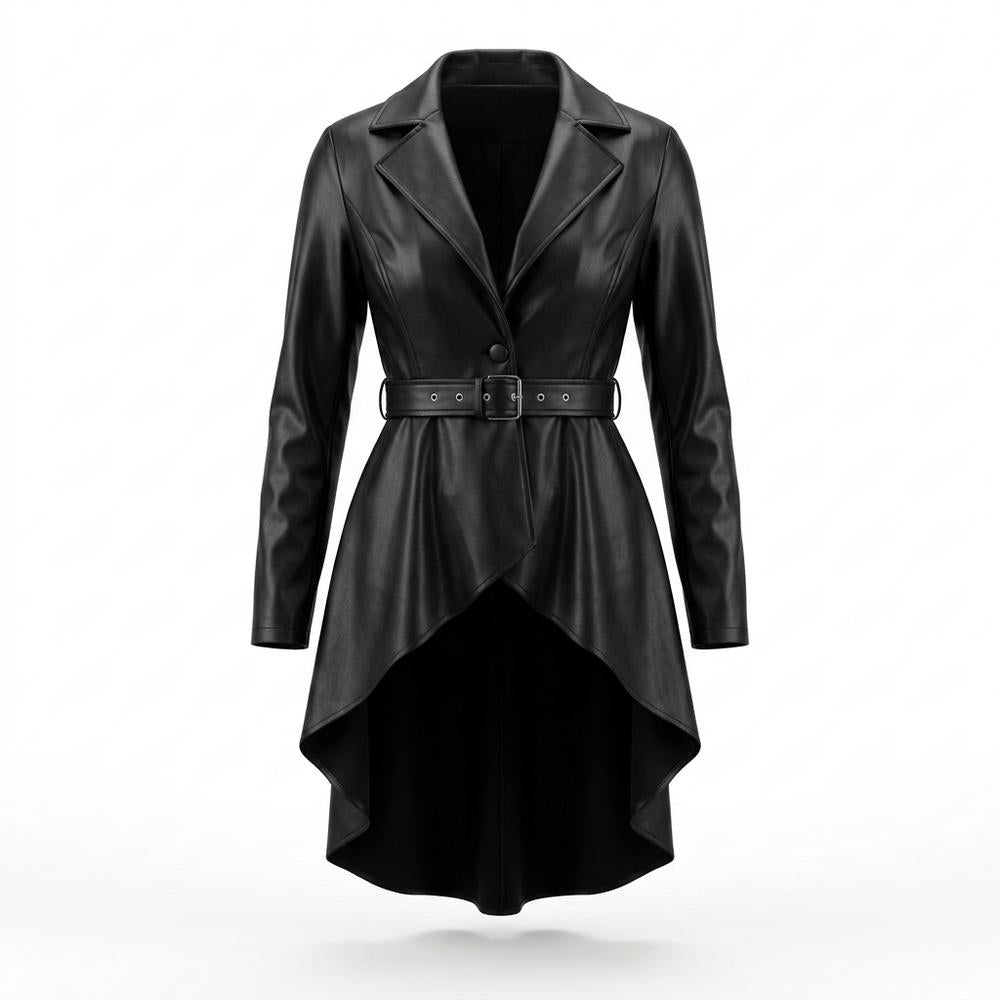 Nobleman Code - Dumus | Asymmetrisch Gegürtelt Lederjacke Damen