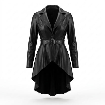 Nobleman Code - Dumus | Asymmetrisch Gegürtelt Lederjacke Damen