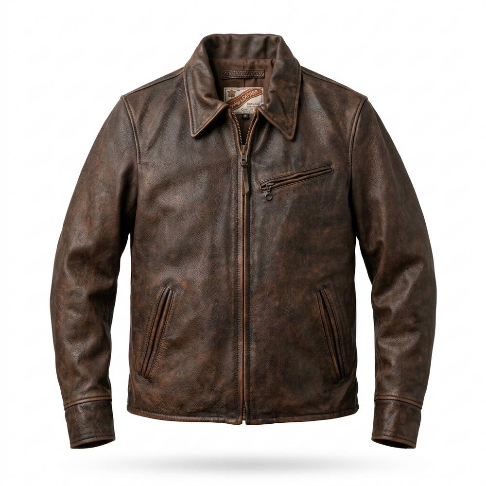 Gentleman Code - Sofin | Gepatiniert Robust Lederjacke Herren