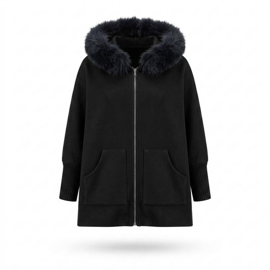 Gentleman Code - Aikak | Ponchoartige Fellbesetzte Jacke Damen