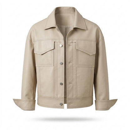 Gentleman Code - Saram | Geglättet Kontrastgesteppt Lederjacke Unisex