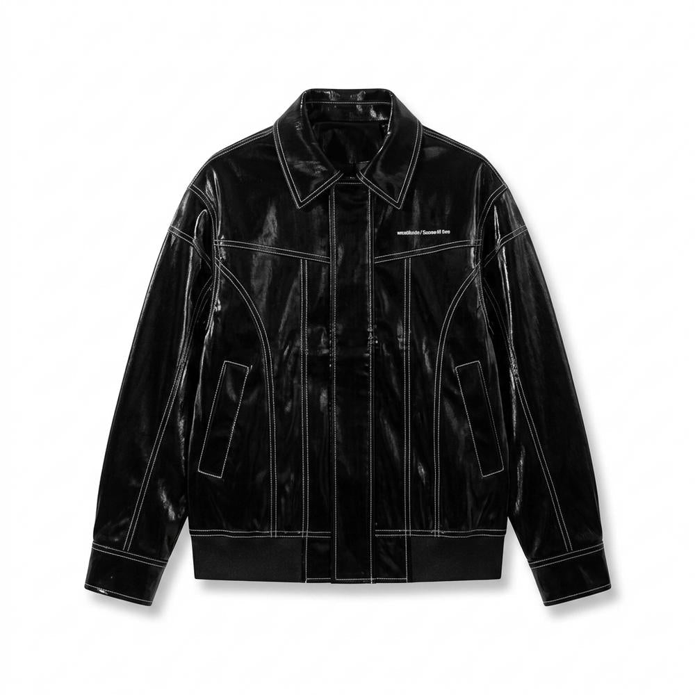 Gentleman Code - Kehom | Glänzend Kontrastgesteppt Lederjacke Unisex