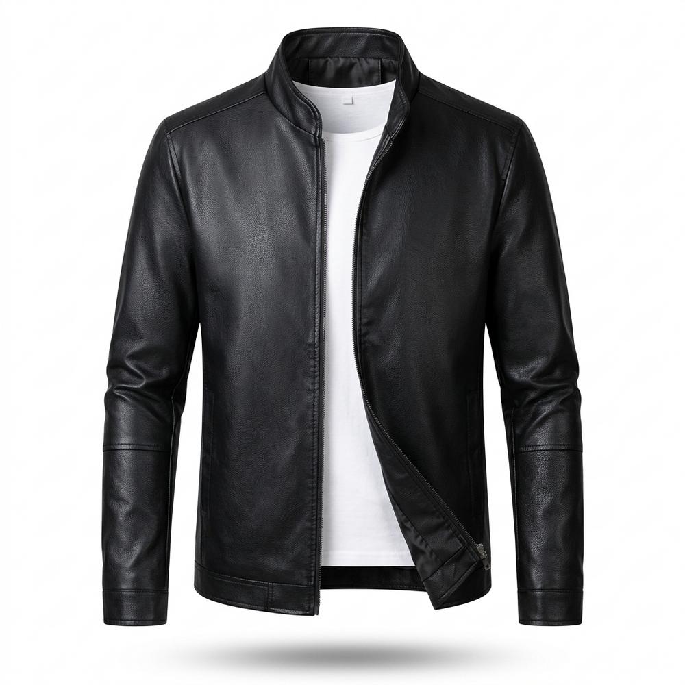 Gentleman Code - Lesel | Körpernah Langärmlig Lederjacke Herren
