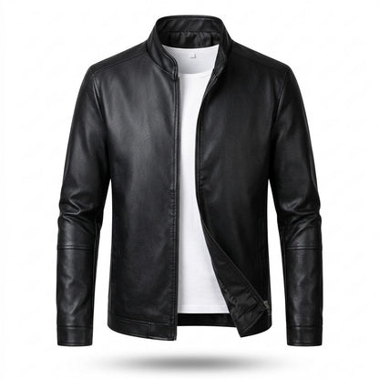 Gentleman Code - Lesel | Körpernah Langärmlig Lederjacke Herren