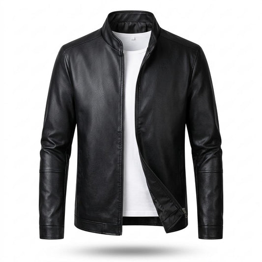 Nobleman Code - Lesel | Körpernah Langärmlig Lederjacke Herren