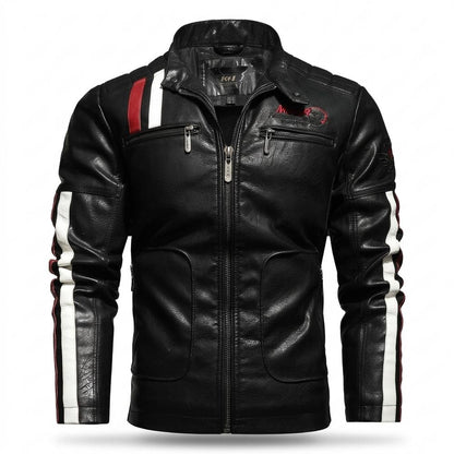 Gentleman Code - Takuk | Gestreift Tailliert Lederjacke Herren
