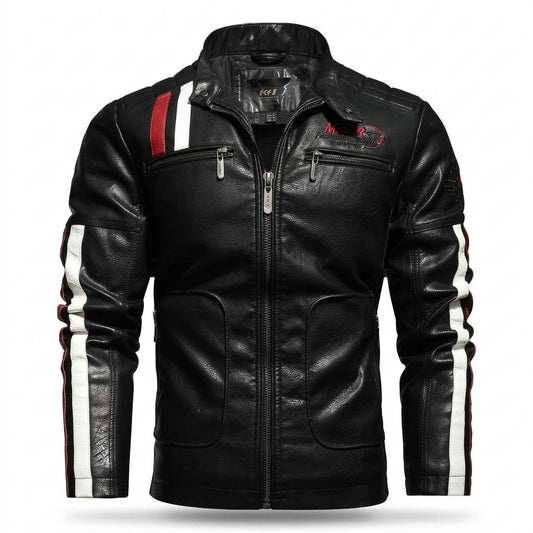 Nobleman Code - Takuk | Gestreift Tailliert Lederjacke Herren