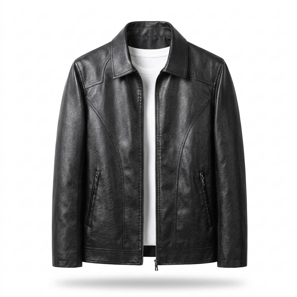 Nobleman Code - Aelom | Glatte Schlichte Lederjacke Herren
