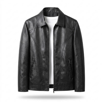 Nobleman Code - Aelom | Glatte Schlichte Lederjacke Herren
