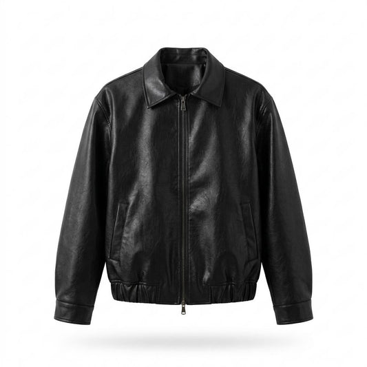 Nobleman Code - Yubid | Reißverschluss Umlegekragen Lederjacke Unisex