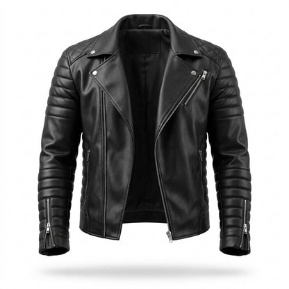 Gentleman Code - Yerek | Gesteppt Asymmetrisch Lederjacke Herren