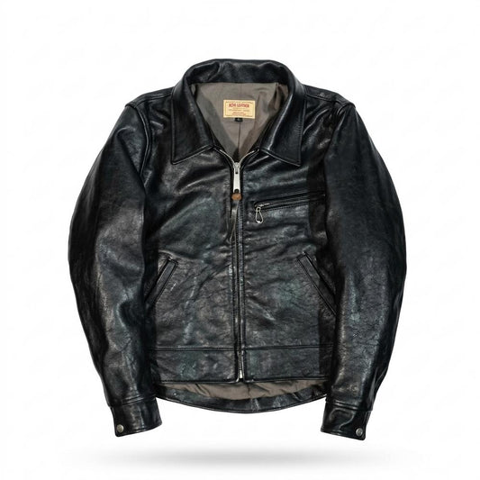 Nobleman Code - Zatus | Gefüttert Genarbt Lederjacke Herren
