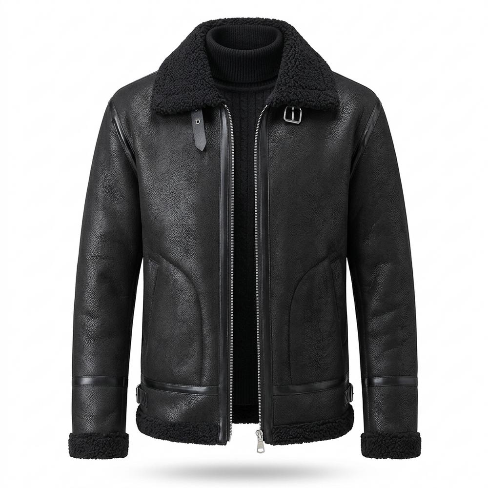 Nobleman Code - Nafen | Gefütterte Reißverschluss Lederjacke Herren