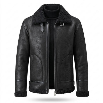 Nobleman Code - Nafen | Gefütterte Reißverschluss Lederjacke Herren