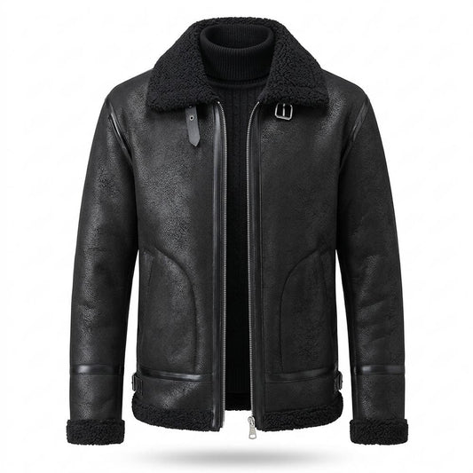 Gentleman Code - Nafen | Gefütterte Reißverschluss Lederjacke Herren