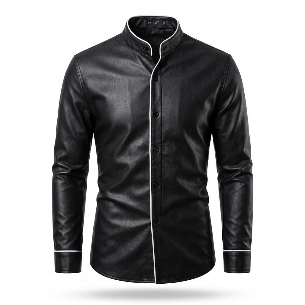 Gentleman Code - Eavis | Tailliert Gepaspelt Lederjacke Herren