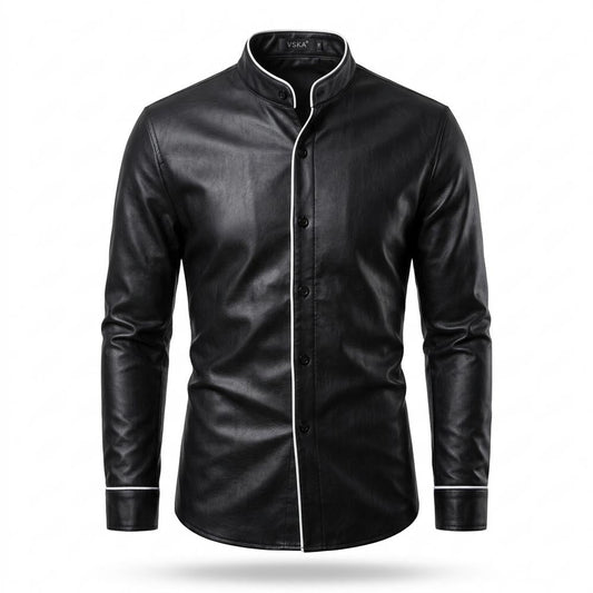 Gentleman Code - Eavis | Tailliert Gepaspelt Lederjacke Herren