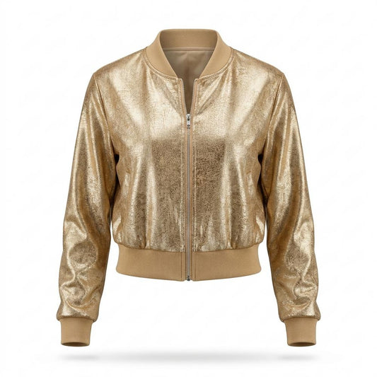 Nobleman Code - Munim | Metallische Kurzgeschnittene Jacke Damen