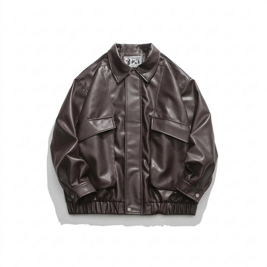 Gentleman Code - Dulik | Gefütterte Kastig Geschnittene Lederjacke Unisex