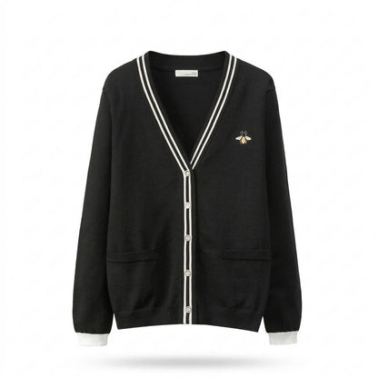 Gentleman Code - Cavan | Bestickter Gestreifter Cardigan Damen