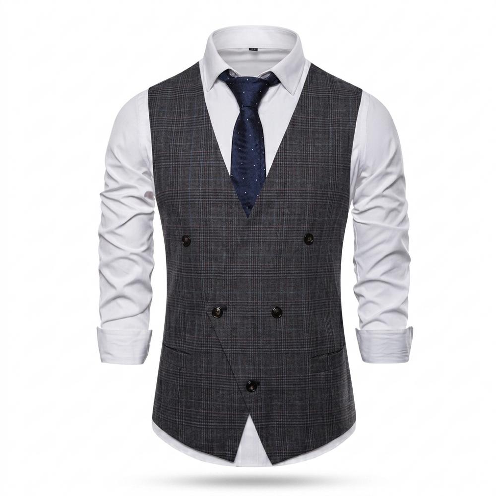Gentleman Code - Covur | Zweireihige Karierte Weste Herren