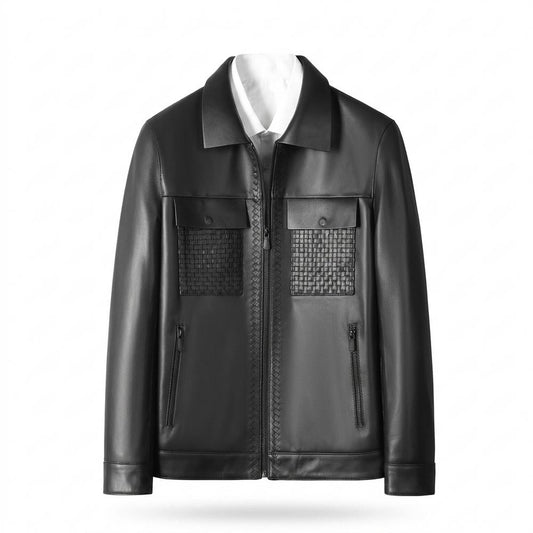 Gentleman Code - Corum | Geflochten Gezippt Lederjacke Herren