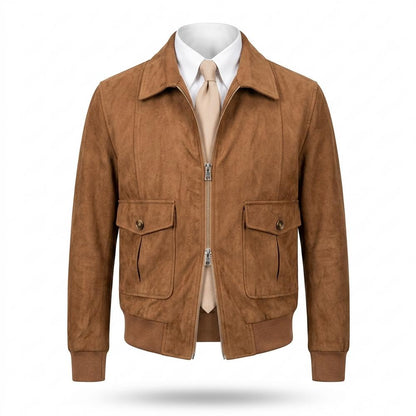 Gentleman Code - Lakam | Taillenlange Veloursartige Wildleder-Jacke Herren
