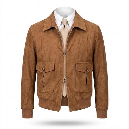 Gentleman Code - Lakam | Taillenlange Veloursartige Wildleder-Jacke Herren