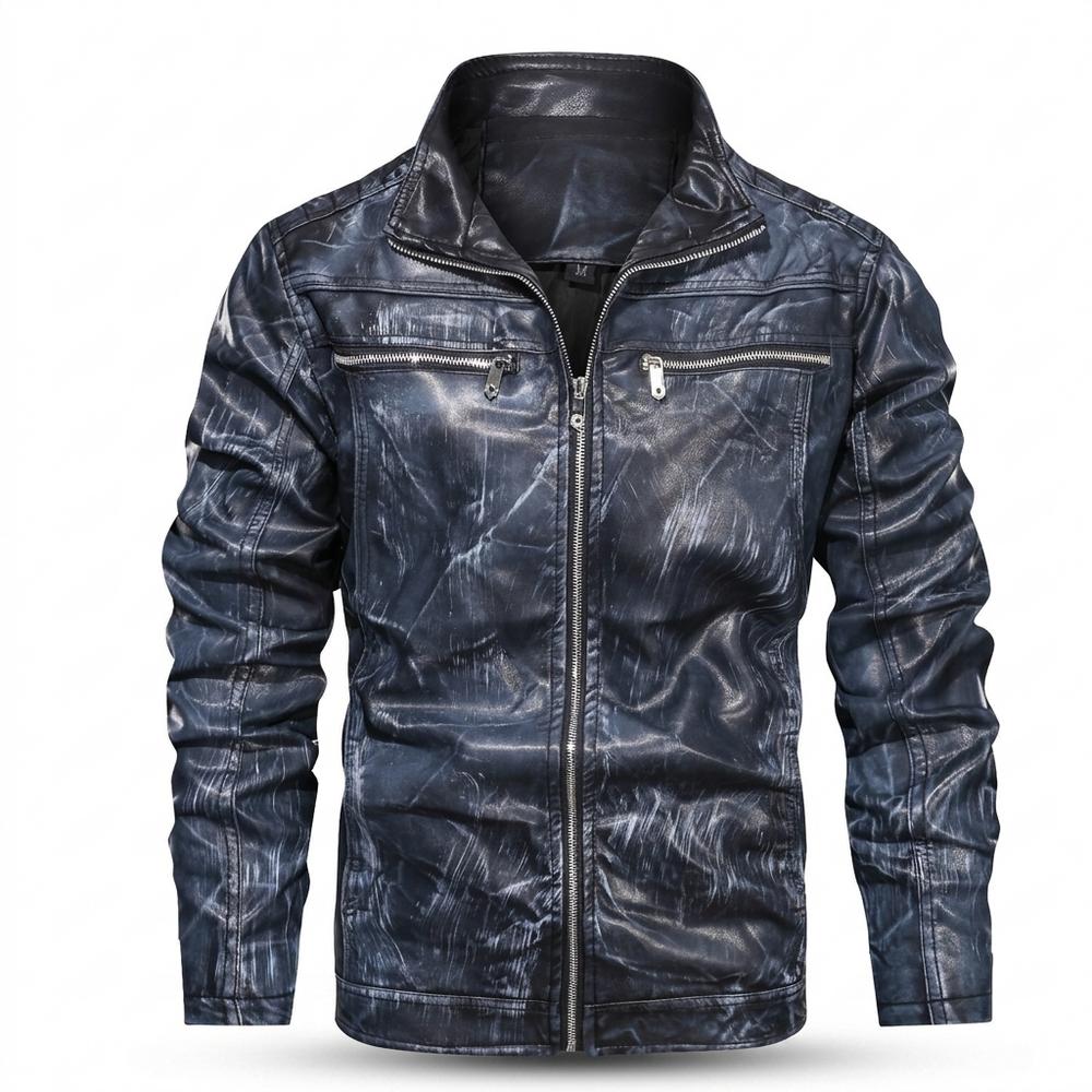 Gentleman Code - Euzud | Gewaschene Hochschließende Lederjacke Herren