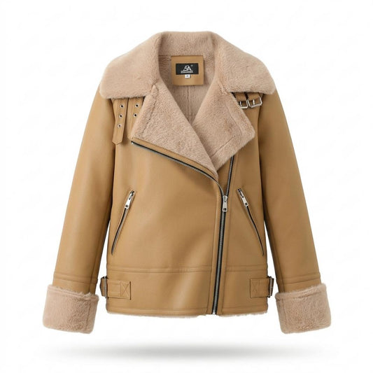 Gentleman Code - Cekov | Gefüttert Asymmetrisch Lederjacke Damen