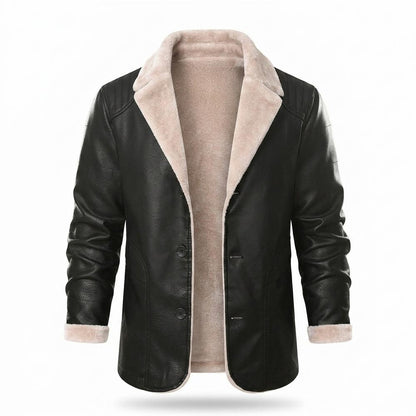 Gentleman Code - Masil | Gefütterte Geknöpfte Lederjacke Herren