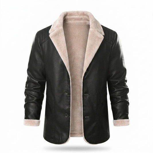 Nobleman Code - Masil | Gefütterte Geknöpfte Lederjacke Herren