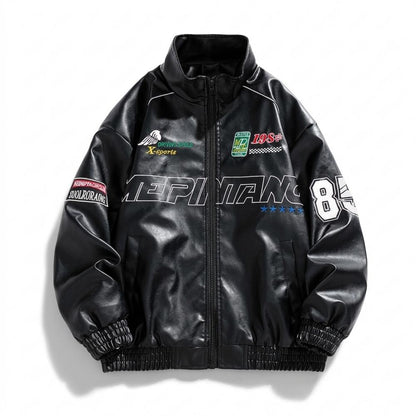 Gentleman Code - Numat | Bestickte Grafische Lederjacke Unisex
