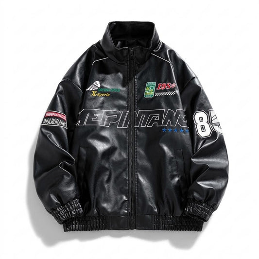 Nobleman Code - Numat | Bestickte Grafische Lederjacke Unisex