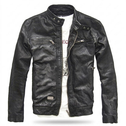 Gentleman Code - Tuzos | Strukturiert Figurbetont Lederjacke Herren