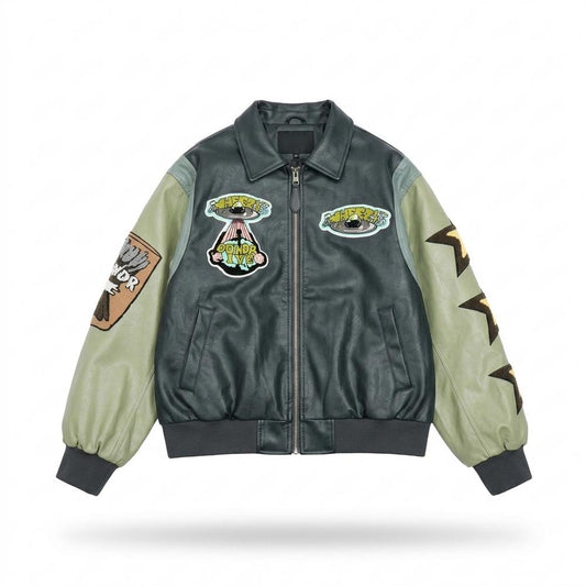 Gentleman Code - Eamok | Gepatcht Zweifarbig Lederjacke Unisex