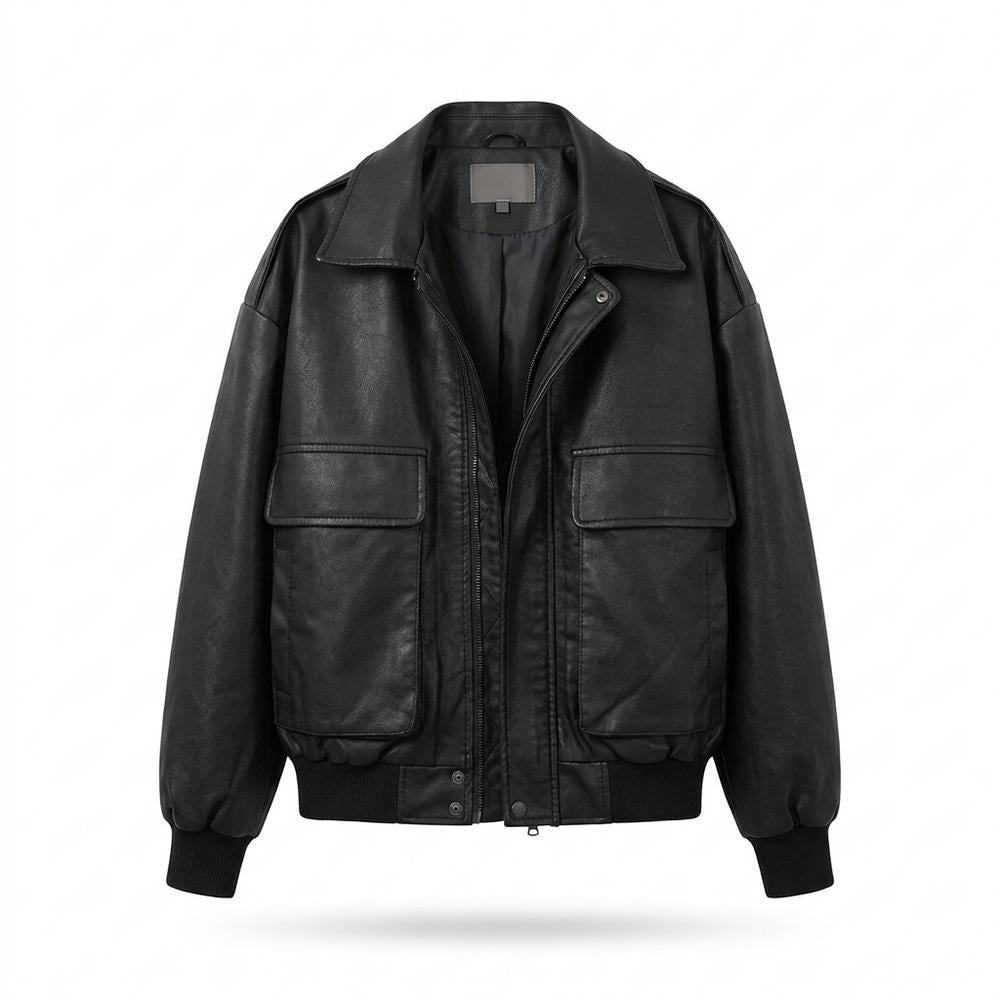 Nobleman Code - Nudul | Oversized Reißverschluss Lederjacke Unisex