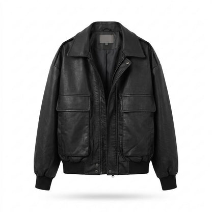 Nobleman Code - Nudul | Oversized Reißverschluss Lederjacke Unisex