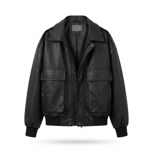 Nobleman Code - Nudul | Oversized Reißverschluss Lederjacke Unisex