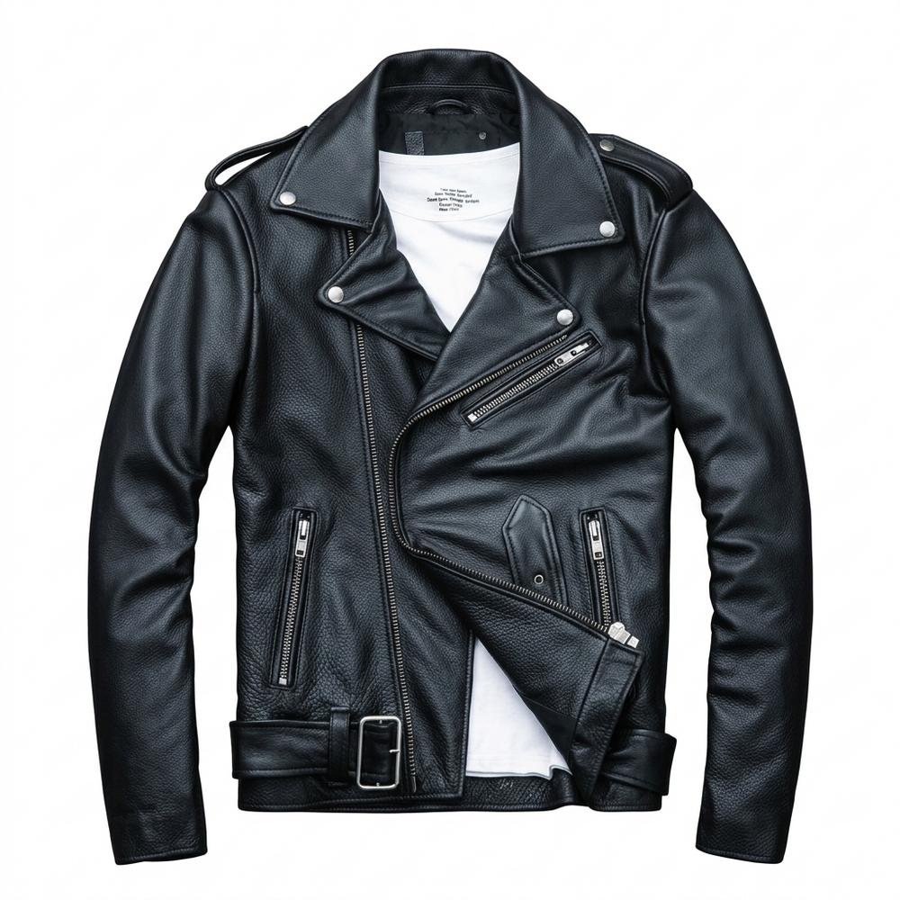 Gentleman Code - Sadan | Asymmetrische Gegürtete Lederjacke Unisex