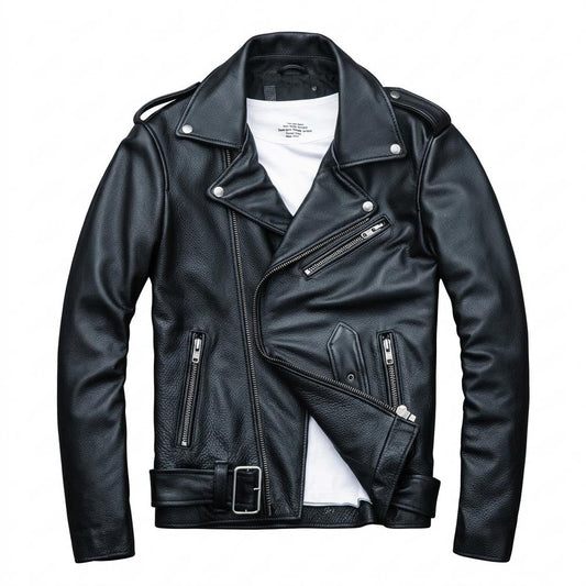Nobleman Code - Sadan | Asymmetrische Gegürtete Lederjacke Unisex