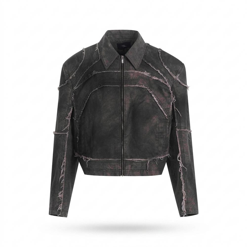 Nobleman Code - Zuhut | Dekonstruiert Kurzgeschnitten Lederjacke Unisex