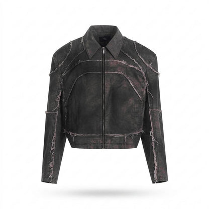 Nobleman Code - Zuhut | Dekonstruiert Kurzgeschnitten Lederjacke Unisex