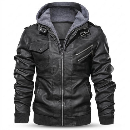 Gentleman Code - Deram | Gefüttert Strukturiert Lederjacke Herren