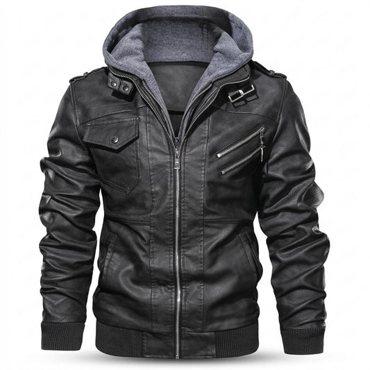 Gentleman Code - Deram | Gefüttert Strukturiert Lederjacke Herren